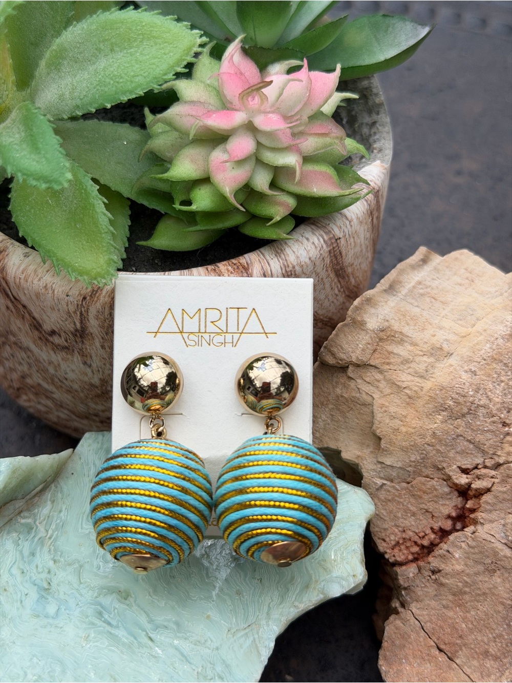 NWT Rare AMRITA SINGH Earrings - Stunning Worn on the Red Carpet - Boho Earrings